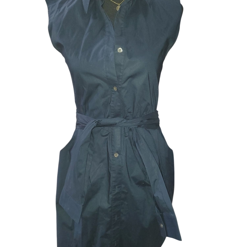 Theory Blue Sleeveless Mini Dress with Collar